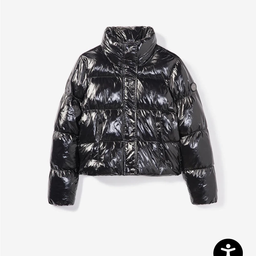 NOIZE Black Metallic Cropped Puffer